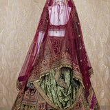 Aadhya Maroon Velvet Lehenga Set