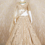 Zivah Golden Cream Rawsilk Lehenga Set