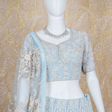 Ekiya Powder Blue Lucknowi Lehenga Set