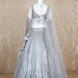 Saara Grey Organza Lehenga Set