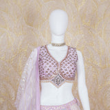 Bella Lilac Multi Chanderi Brocade Lehenga Set