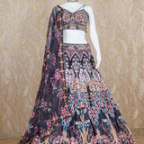 Amaya Multi Color Black Velvet Lehenga Set