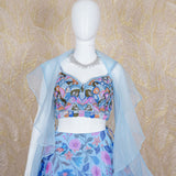 Hayat Sky Blue Organza Lehenga Set