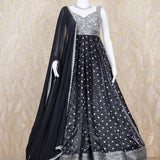 Adina Black Banarasi-Silk Corset Anarkali