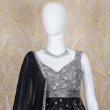 Adina Black Banarasi-Silk Corset Anarkali
