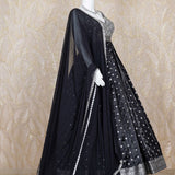 Adina Black Banarasi-Silk Corset Anarkali