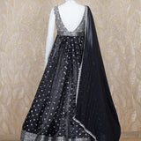 Adina Black Banarasi-Silk Corset Anarkali