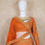 Ekani Rust Orange Rawsilk Lehenga Set