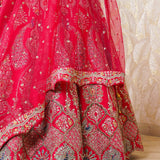 Ati Red Rawsilk Lehenga Set