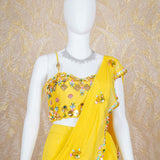 Vanessa Lemon Yellow Classy Sharara Saree