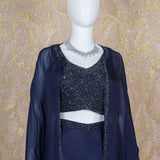 Erica Navy Blue Cape Set