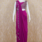 Yami Wine One Shoulder Drape Set