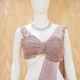 Zora Onion Pink Lycra Drape Gown