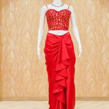 Diana Red Satin Drape Skirt