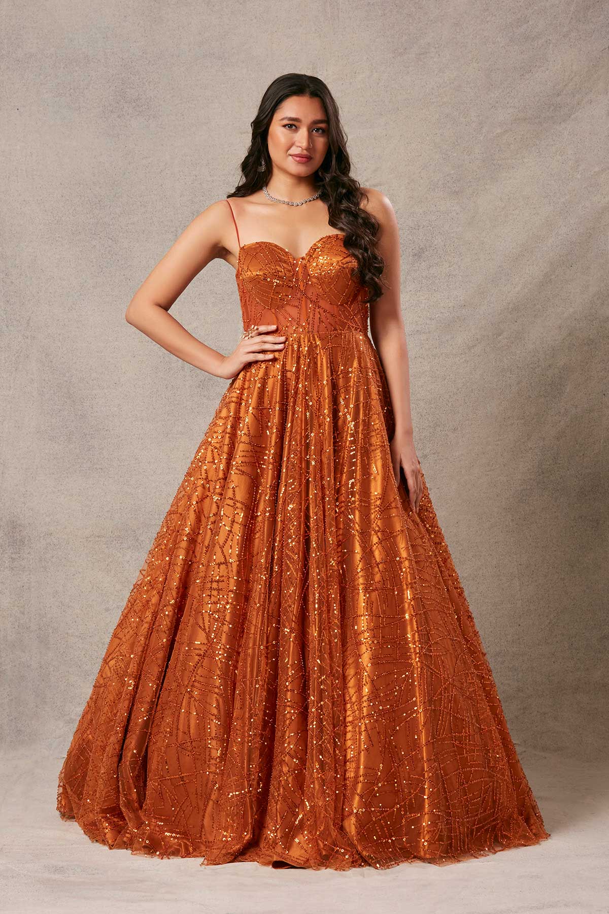 Rust Orange Gown – MERAAKINXT PRIVATE LIMITED Rust Orange Gown – MERAAKINXT PRIVATE LIMITED