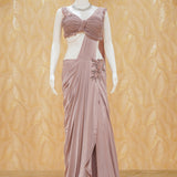 Zora Onion Pink Lycra Drape Gown