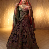Aadhya Maroon Velvet Lehenga Set