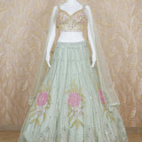 Kyra Pista Green Tulle Lehenga Set