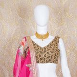 Valarie Pink & Golden Organza Lehenga Set