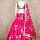 Valarie Pink & Golden Organza Lehenga Set