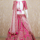 Adah Fuchsia Pink Rawsilk Lehenga Set