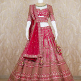 Gazal Cherry Red Rawsilk Lehenga Set