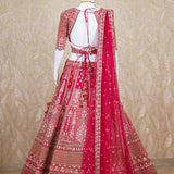 Gazal Cherry Red Rawsilk Lehenga Set