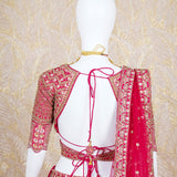 Gazal Cherry Red Rawsilk Lehenga Set