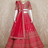 Ariana Cherry Red Rawsilk Lehenga set