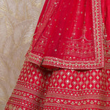 Ariana Cherry Red Rawsilk Lehenga set