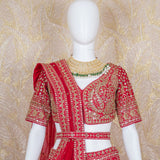 Ariana Cherry Red Rawsilk Lehenga set