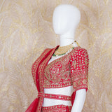 Ariana Cherry Red Rawsilk Lehenga set