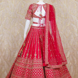 Ariana Cherry Red Rawsilk Lehenga set