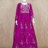 Dariti Wine Chinon Anarkali Gown