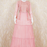 Mehar Peach Chinon Anarkali Gown