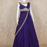 Misaka Purple Georgette Drape Gown