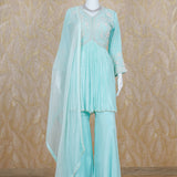 Kylie Ice Blue Chinon Short Anarkali