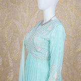 Kylie Ice Blue Chinon Short Anarkali