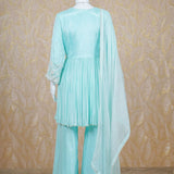 Kylie Ice Blue Chinon Short Anarkali