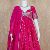 Aaria Pink Banarasi Silk Anarkali