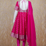 Aaria Pink Banarasi Silk Anarkali