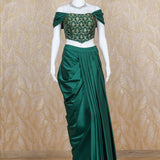 Diana Green Satin Drape Skirt