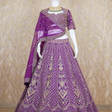 Pahal Purple Rawsilk Lehenga Set