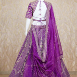 Pahal Purple Rawsilk Lehenga Set