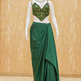 Diana Green Satin Drape Skirt