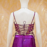 Diana Purple Satin Drape Skirt