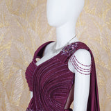 Lolita Wine Embellished Drape Gown