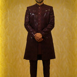 Isaac Wine Bandhgala Sherwani Set